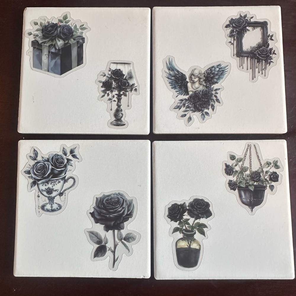Decorative Black and White Coasters Set